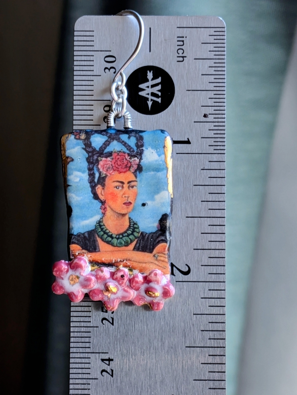 Rare Frida Khalo Earrings Artisan Ceramic Jewelry Sterling Silver - Picture 6 of 15